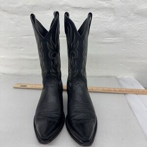 Laredo  Embroidered Snip Toe Pull On Cowboy  Mens Black Dress Boots 68420 8.5 EW